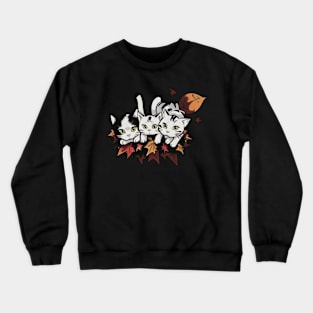 Autumn Whisker Wonderland, Three Cute Cats in Fall Leaves Crewneck Sweatshirt